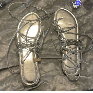 Silver Kids Strap-Up Sandals